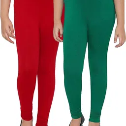 Tik Tok WEARS Girls Red Churidar Length Leggings-image-22