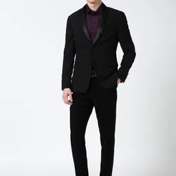 Peter England Elite Men Self-Design Slim-Fit Single-Breasted Two-Piece Party Suit-picture-31