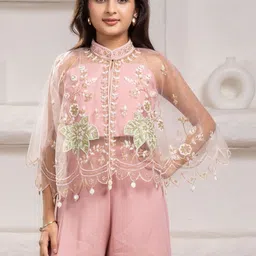 Lagorii Girls Floral Embroidered Layered Thread Work Kurti with Palazzos image 2