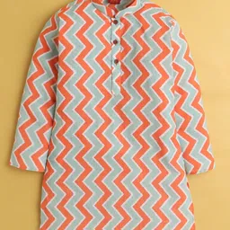 Sangria Boys Printed Mandarin Collar Straight Kurta & Pyjamas Set image 4