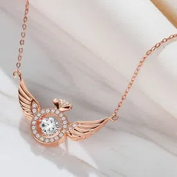 DressBerry Rose Gold-Plated Cubic Zirconia Studded Minimal Necklace-picture-37