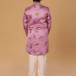 The Mini Trunk Boys Floral Printed Mandarin Collar Straight Kurta With Trouser image 5