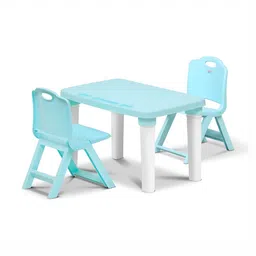 HAPPY BEAR Kids Blue & White Folding Chair & Adjustable Study Table-image-34