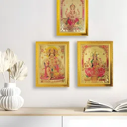 Art Street 3 Pieces Gold-Toned & Pink Religious Wall Photographs-picture-44