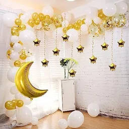 groovy dudz Solid Moon Star Foil with Metallic and Confetti Latex Balloons Set of 65 Pcs Balloon-picture-27