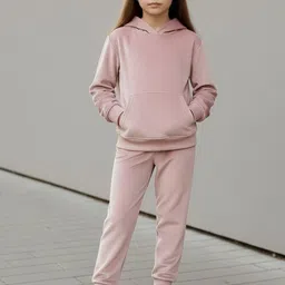 BAESD Girls Solid Hooded Neck Mid-Rise Track Suit-picture-46