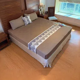 Bells & Whistles Merlleto Cream-Colored & Black Embroidered Pure Cotton Bed Runner-picture-56