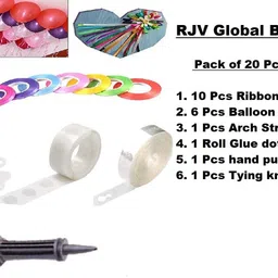 rjv global Solid Balloon Decorating Garland-Arch Strip Gluedot Flower Clip Pump Ribbon Tying Tool Balloon Bouquet image 3