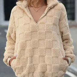 Oh Rare Women Self Design Half-zip Long Sleeves Sweatshirt-picture-12