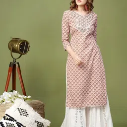 Wawlooks Women Floral Printed Mirror Work Kurta-picture-9