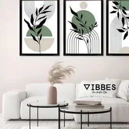 Vibbes Beige Set of 3 Wood Abstract Wall Art image 5