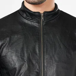 SF JEANS by Pantaloons Men Crop Biker Jacket with Patchwork image 4