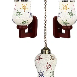 SOMIL White & Blue 3 Pieces Textured Metal Wall & Ceiling Lamp-picture-11