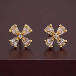 Kushal's Fashion Jewellery 92.5Silver Gold-Plated Stone Studded Floral Studs-picture-37