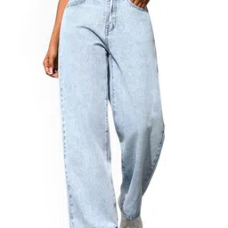Glossia Women Comfort Straight Fit High-Rise Light Fade Acid Wash Stretchable Jeans-picture-25
