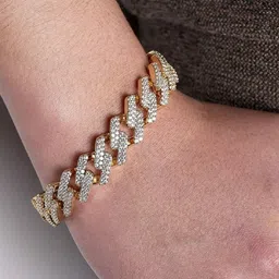 Arihant Shope Unisex Gold-Plated Cubic Zirconia Studded Link Bracelet image 5