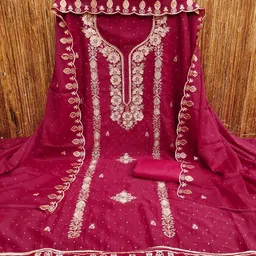 DWARKAPURI FASHION Embroidered Silk Georgette Unstitched Dress Material-picture-16