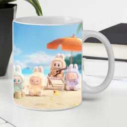 PaMeG White & Blue Cartoon Characters Printed Ceramic Glossy Mug image 2