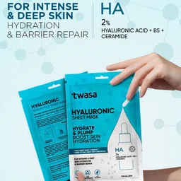 Twasa Set Of 3 Hyaluronic Acid Sheet Mask For Glowing Skin - 20 g Each image 3