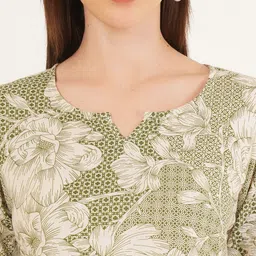 Diktmark Women Floral Printed Round Neck Pure Cotton Kurti image 2