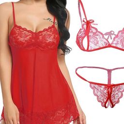 GuSo Shopee Women Red Nylon Baby Dolls-picture-18