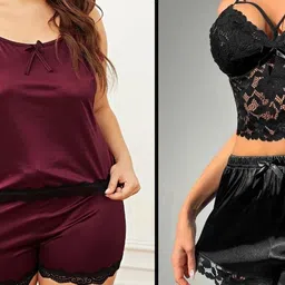 PHALIN Women Satin Night suits-image-77