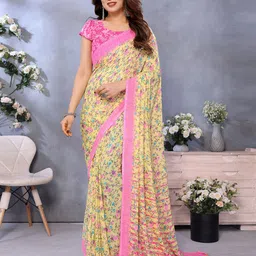 Paisley, Floral Print Daily Wear Georgette Saree-image-61