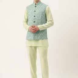 simaaya Sayisha Printed Cotton Satin Nehru Jacket image 1
