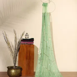 Globus Floral Embroidered Organza Dupatta With Gotta Patti-picture-54