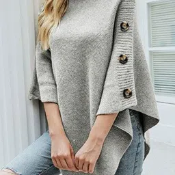 Outzidr Women Turtle Neck Three-Quarter Sleeves Cardigan-picture-12