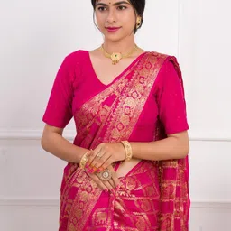 KCPC BANDHANI Pink Art Silk Sarees image 2