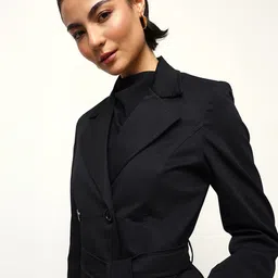 DL Woman Double Breasted Lapel Collar Trench Coat image 5