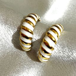 ANAMIKA Stainless Steel Gold-Plated Anti-Tarnish Crescent Shaped Half Hoop Earrings-picture-32