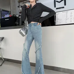 LULU & SKY Girls Bootcut High-Rise Light Fade Stretchable Jeans image 3