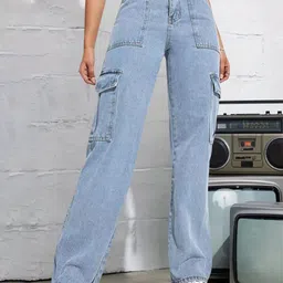 DressBerry Women Comfort Wide Leg High-Rise Light Fade Acid Wash Stretchable Jeans-image-87