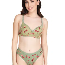 Liigne Pack Of 3 Everyday Printed Pure Cotton Padded Bra With Panty Lingerie Set image 5