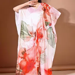 LABEL AARNA Scarlet Garden Soft Satin Kaftan with Digital Print-picture-11