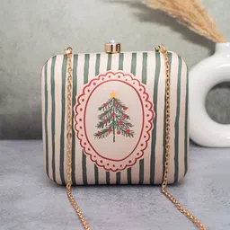 ARTKLIM Striped Christmas Tree Shoulder Strap Box Clutch-picture-10