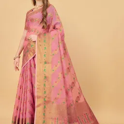 VS MALL Woven Design Zari Pure Cotton Banarasi Saree image 5