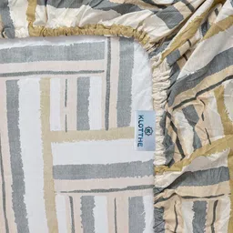 KLOTTHE Multi Geometric Printed Fitted 300 TC Double King Bedsheet With 2 Pillow Covers image 3