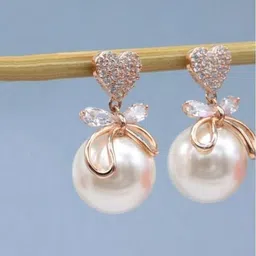 kazare Set Of 2 Rhodium-Plated Stones Studded & Beaded Tasselled Butterfly Drop Earrings image 3