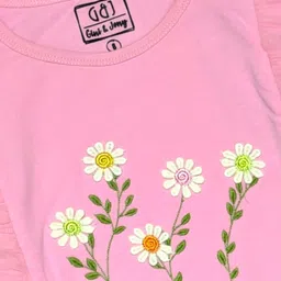 Gini and Jony Girls Embroidered Flutter Sleeve Cotton Crop Top image 2