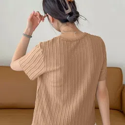 CORSICA Vertical Stripes Round Neck Regular Top image 5