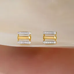 Mia by Tanishq Women 14KT Sleek Dual-Bar Gold & Diamond Stud Earrings - 2.0 gm-picture-54