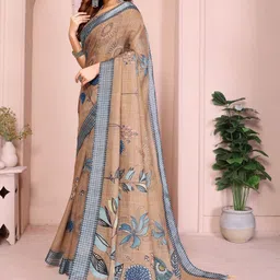 Kalista Floral Linen Blend Saree image 4