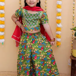 UNBIND Girls Printed Ready to Wear Lehenga & Blouse With Dupatta image 4