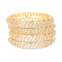 Shiv Jewels Set Of 2 Gold Plated Cubic Zirconia Studded Bangles-picture-24