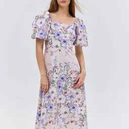 COVER STORY Women Floral Print Cotton Fit & Flare Midi Dress-image-20