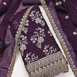 BlissFlair Floral Embroidered Beads And Stones Georgette Unstitched Dress Material image 2