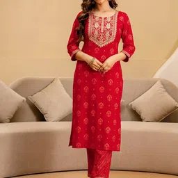 SKYLEE Women Ethnic Motifs Embroidered Thread Work Kurta with Trousers & Dupatta-picture-22